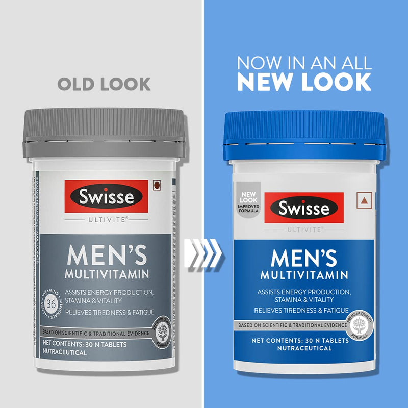 Swisse Men's Multivitamin - Manufactured In Australia, Imported Multivitamin From Australia's No.1 Multivitamin Brand - Boosts Energy, Stamina & Vitality With Ginseng & 35 Other Vital Herbs, Vitamins & Minerals (30 Tabs)