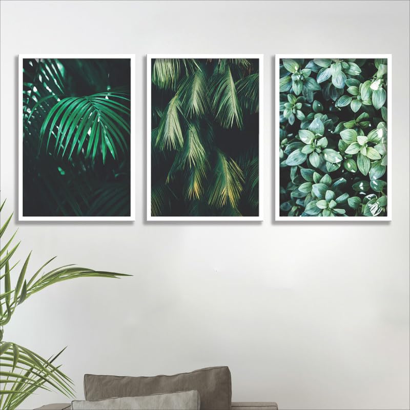 SAF paintings Set of 3 Tropical Leaves Wall Painting for Home DecorationSA-WHITEMX33504