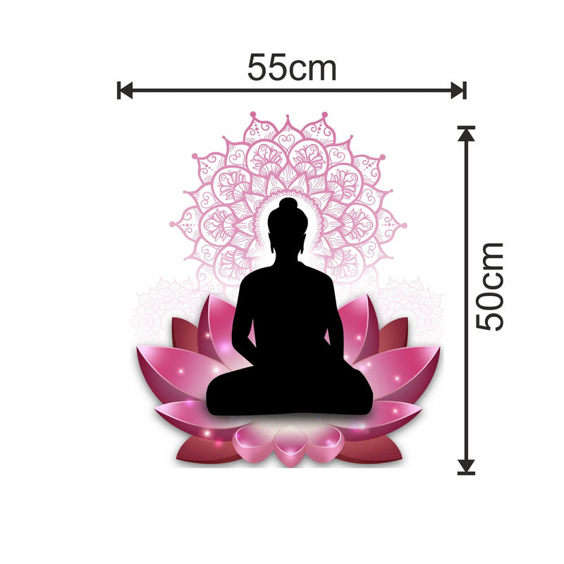 Sticker Yard Buddha On Lotus Vinyl Wall Sticker for Living Room/Bedroom/Office and All Decorative Wall Stickers Size 55X50CM