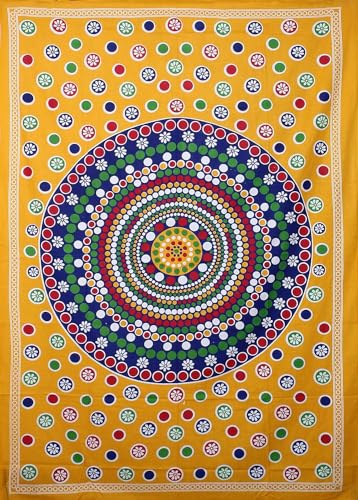 Ubania Collection® 100% Comfort Cotton Jaipuri Rajasthani Traditional Flower Mandala Print TC 144 Single Bed Bedsheet with Pillow Covers for Bedroom (Multicolour)