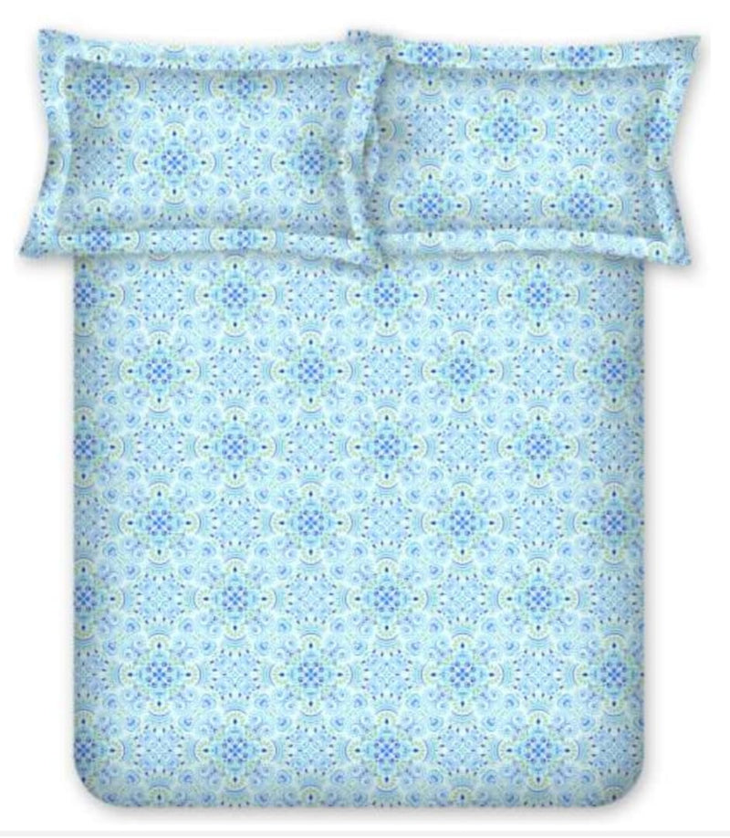 Bombay Dyeing Double Bedsheet Cotton 144 TC Premium Bedsheet & 2 Pillow Covers, Double, 224 X 254 Cms, Fade Less Colors, 2004 - Blue