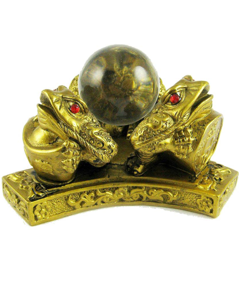 ASTROGHAR Feng Shui Three Money Frogs with Crystal Ball for Prosperity and Luck