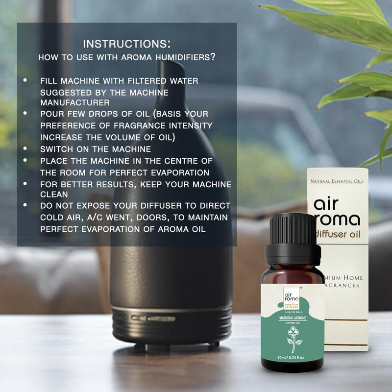 AIR-ROMA Aroma Diffuser Oil Combo of 6 (Lemon Grass, Japanese Rose, Madurai Jasmine, Apple Spice, English Ocean and Ginger Lily) 90m for Home, Candle, Office