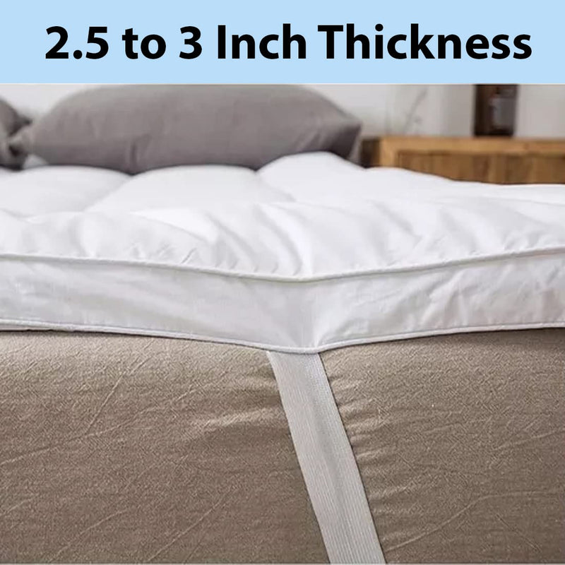 ZIB 2500 GSM Microfiber Extra Thick 100% Cotton Layers Mattress Topper/Padding with Baffle Box Design | Soft Microfiber Fill | Hotel Feeling (Double (72x72 Inch), White)