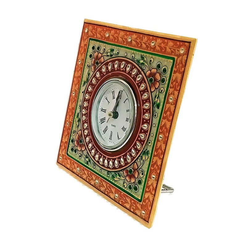 Handicraft Kingdom Table Clock for Kids Room Girls & Boys for Birthday Gift with Laxmi Ganesh Chowki| Approx Size (6 x 6 Inch) & Wt (600 Gm) Pack of 4