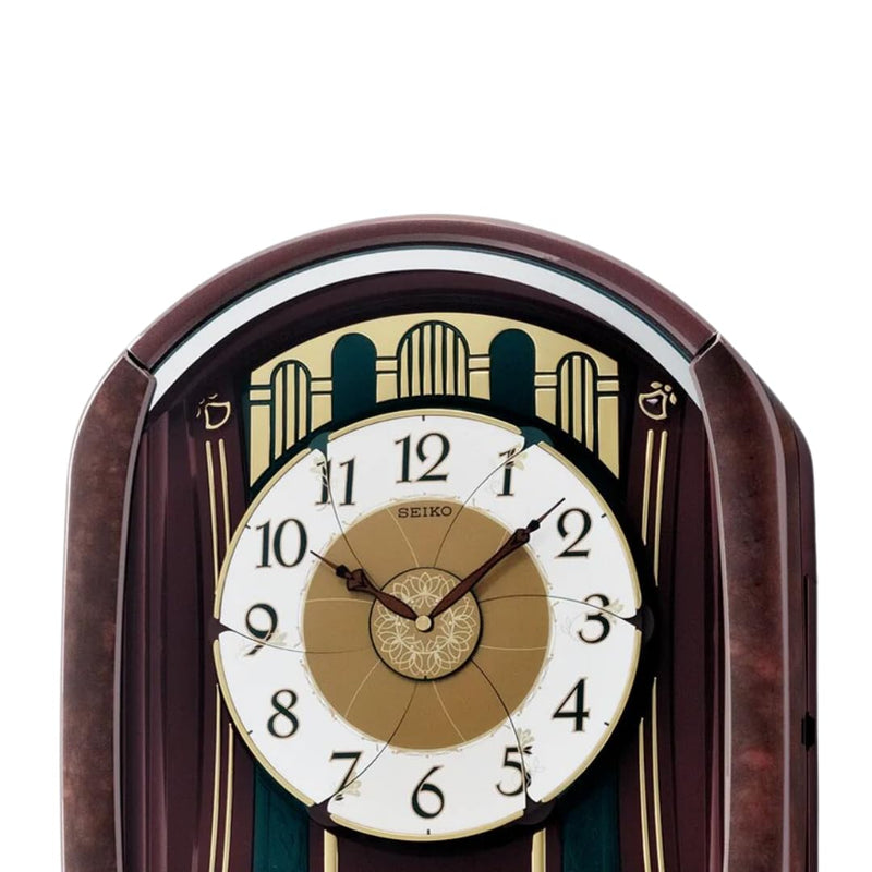 Seiko Melody in Motion Wall Clock (52.8 cm x 38.9 cm x 11.9 cm, Brown, QXM297BT)