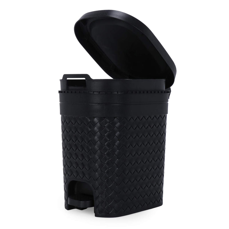 KOLORR Stitch 7 Liters Plastic Pedal Medium Dustbin with Lid and Inner Bucket/Trash Can/Garbage Bin/Waste Bin for Home/Kitchen/Office/School/Bathroom/Washroom - Black