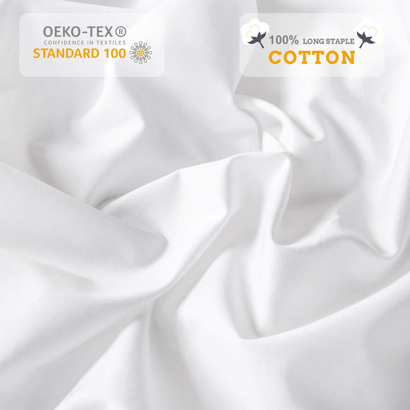 MILDLY 100% Egyptian Cotton White Fitted Sheet Soft Sateen Weave Bed Sheet with 16" Extra Deep Pocket and Elastic All Round, Queen Size 60"x80"