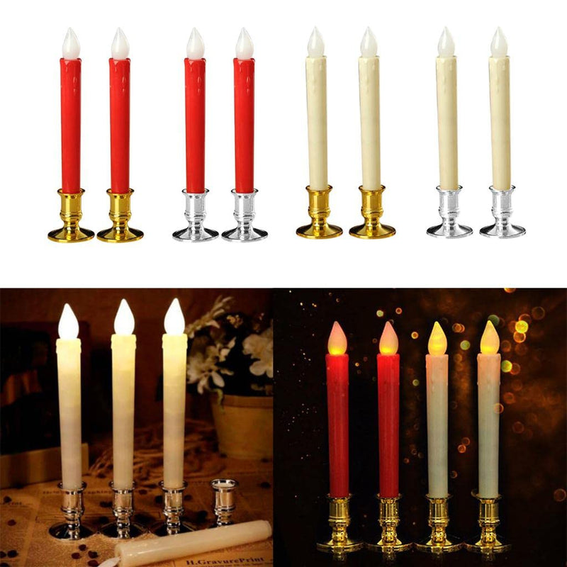 ATORSE® Flameless Flickering Led Pillars Candle Tea Light with Base Battery Powered Red - Golden Base