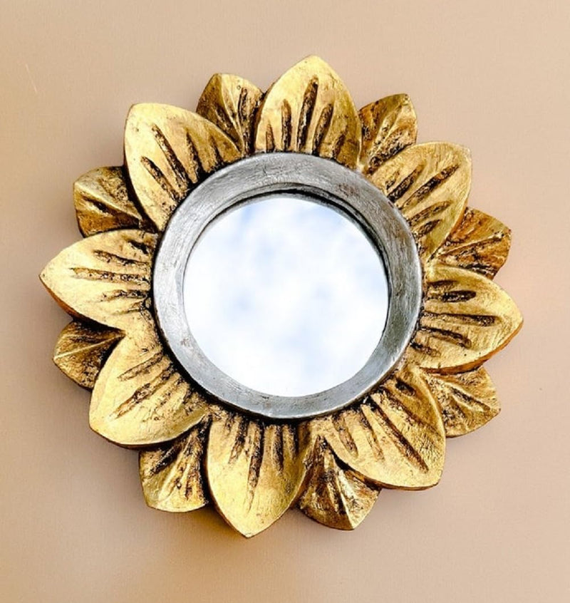 Vas Collection Sun Shaped MDF Mirror Frame,Wall Decor Mirror Frame