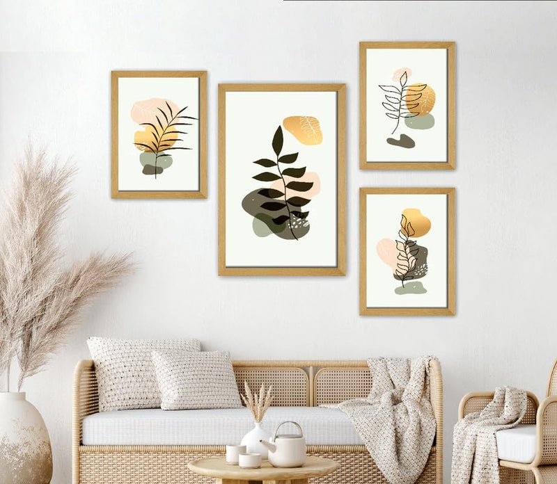 SAF paintings Set of 4 Modern Art Premium Brown frame painting for Wall Decoration SA-B41M1K3