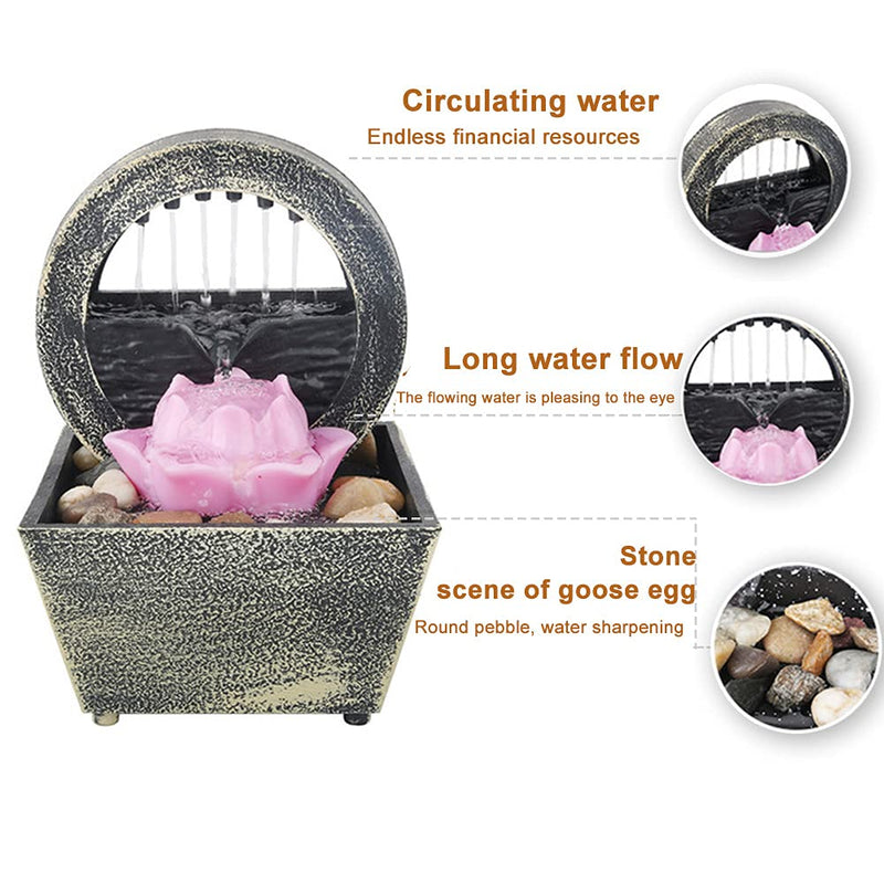 KASCLINO Water Fountain Desktop Decor, Battery Operated Indoor Water Fountain Relaxation Feng Shui Zen Waterfall Fountain for Home Office Ornaments