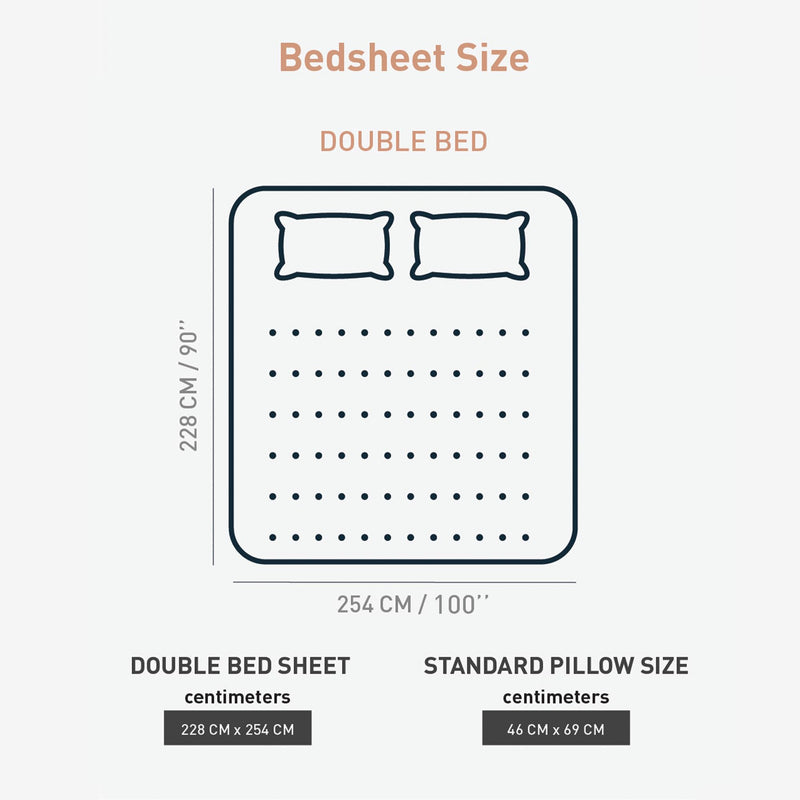 Trident Bedsheet Set - Dusk and Dawn Collection, 100% Cotton Bedsheet for Double Bed (1 Queen Size Bedsheet with 2 Pillow Covers) Superior Softness, 144 Thread Count - Metro Orange