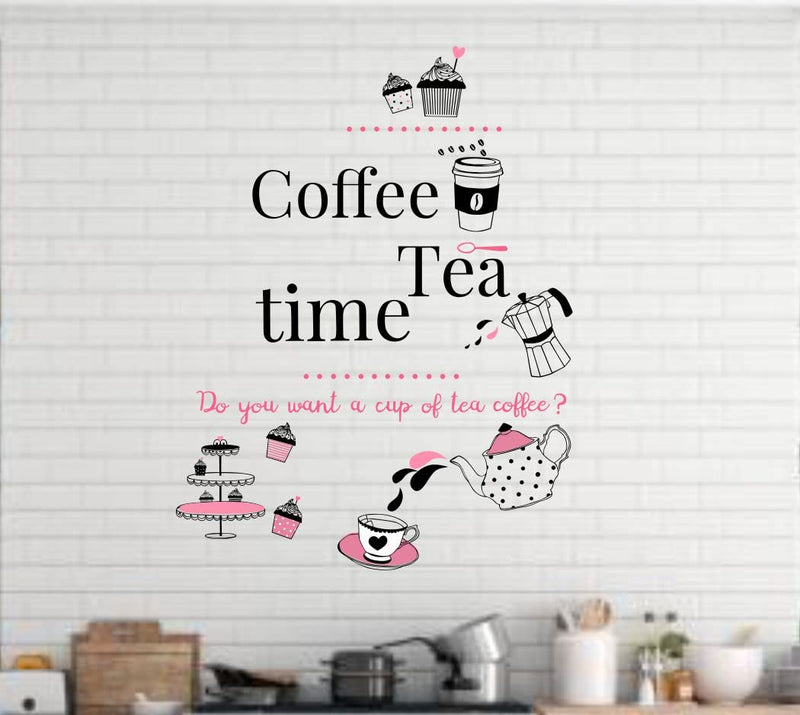 Delight Art Cup with Tea and Coffee Kitchen Design Wall Sticker Size - (85 * 64) cm Model id - (DAMC00261L)