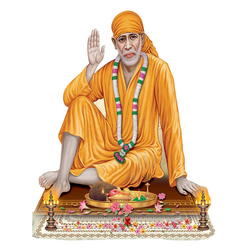 Masstone PVC Vinyl Sai Baba Shirdi Wall Sticker 41x51 Cm - Pack of 1