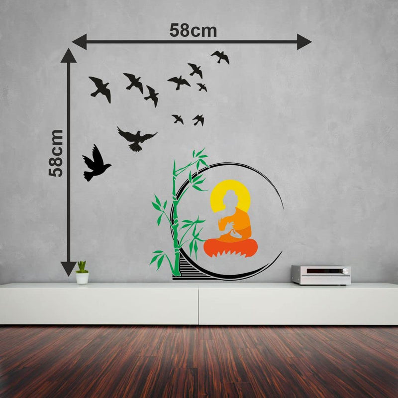 Delight Art Birds and Buddha Combo Design Wall Sticker Size - ( 58*58 ) cm Model id - ( DAMC00802L )