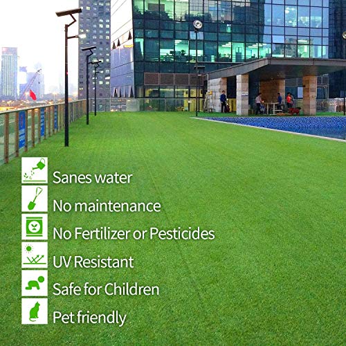 Heart Home 45 mm Soft and Durable Plastic Turf Carpet Mat, Artificial Grass (16" X 24") Green-HEART11762, Standard (HEART011762)