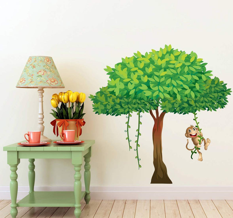 Tuffuk Tree with Monkey Large Vinyl Wallstickers for Home Decorations(70 cm x 70 cm)5TZ249