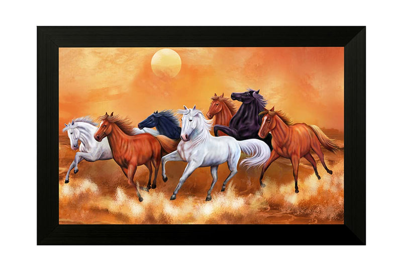 1 Art of Creations Vastu Seven Running Horses UV Textured Framed Digital Reprint 14 inch x 20 inch Painting BANFH6784