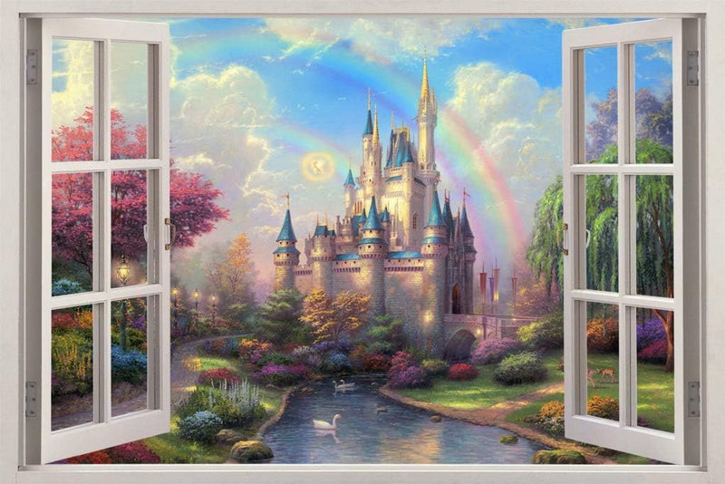 GADGETS WRAP Princess Castle Rainbow Fantasy Window Decal Wall Sticker Mural