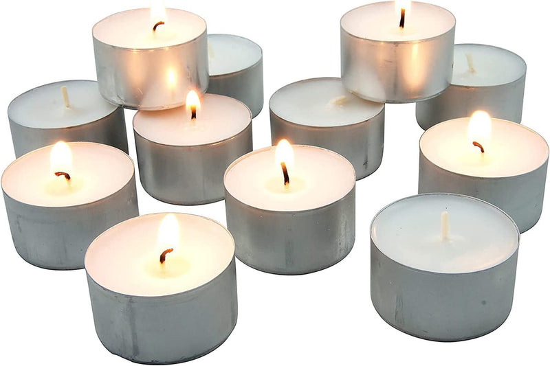 Tea Lights Candle Set of 500 - White Unscented 9 Hour Burn Time Tealights, Pure Paraffin Wax Jumbo Size Home Decor Candles (3.6cmx2.7cm) (2.54 cm x 2.54 cm x 2.54 cm) (500)