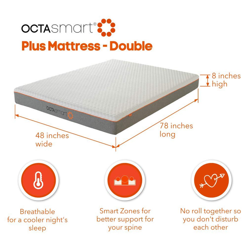 Octasmart Plus Mattress I Octaspring® Technology I Double 48 x 78 x 8 inches I