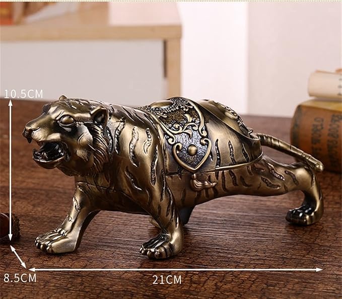 XieXie Creative Ashtray, Anti Fly ash Tiger Style Ashtray with lid Home Living Room Office Decoration Ornaments (golden)