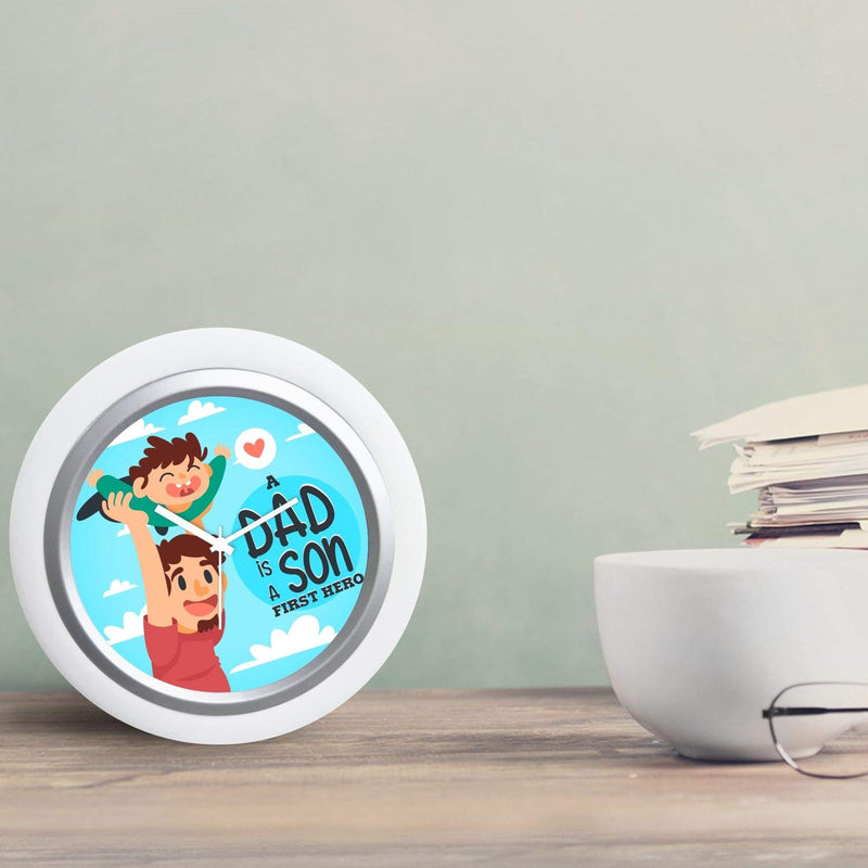 TheYaYaCafe Yaya Cafe Dad is Sons First Hero Desk Clock for Father - 6x6 inches