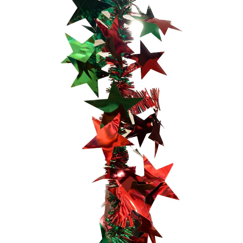 Wanna Party Christmas Tinsel 2D Stars Tree Wraps,Sparkly Star Tinsel Garlands with Wire for Christmas Tree, Home, Wedding, Party, Festive Ornament (Red,Green)