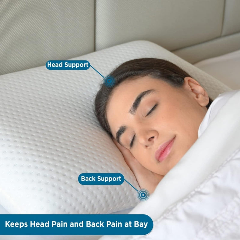 HomeHive Memory Foam Pillow Neck & Shoulder Lumbar Pain Relief Contour Cervical Super Soft & Fluffy-PO1(S_K_E_20022061_Off White)