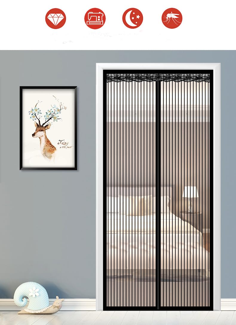 Kuber Industries Magnetic Mosquito Curtain | Insects Door-Balcony-Curtain | Mesh Magnetic Curtain for Window | Bugs-Mosquito-Insects Mesh Protector Net | JL210140BL | Gray