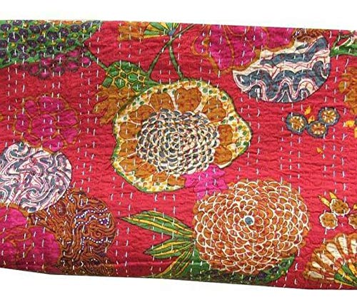 Textile Work Creations TI AMO Cotton Handmade Bedspread Kantha Quilt King Size Bohemian Bedspread Kantha Quilt Single