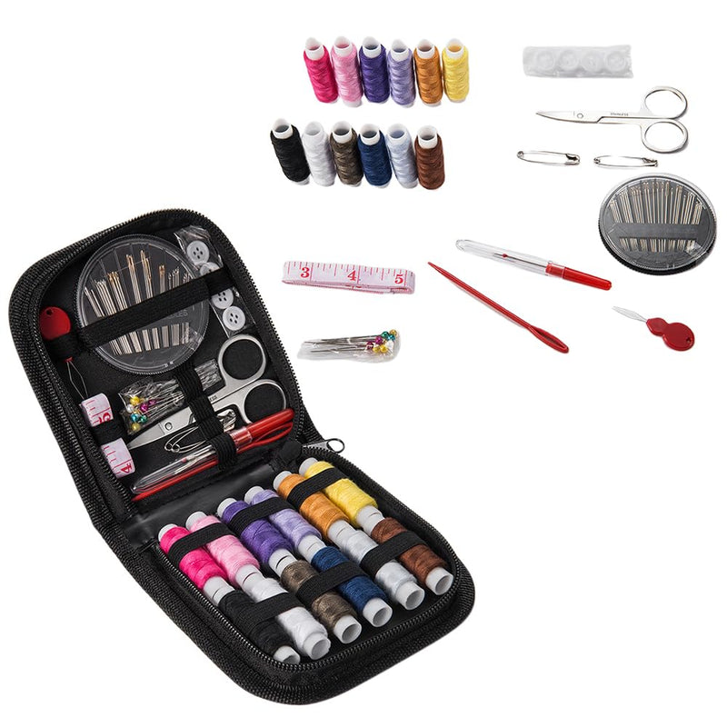 Portable Sewing Kit, Fapiwen Home Sewing Kit, DIY Sewing Supplies for Adults and Kids, Sewing Supplies and Accessories Contains 12 Spools of Thread of 100m, Sewing Needles and Tape Measure Etc