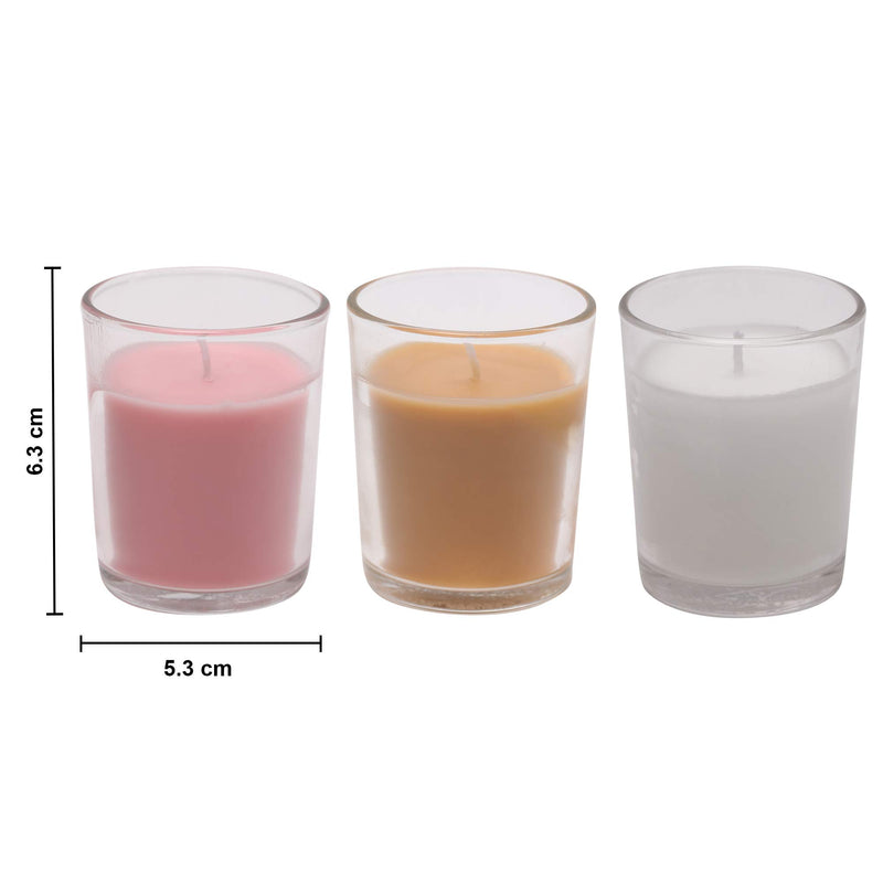 Amazon Brand - Solimo Votive Glass Candles, Pack of 12 (Scented - Rose, Jasmine & Sandalwood)