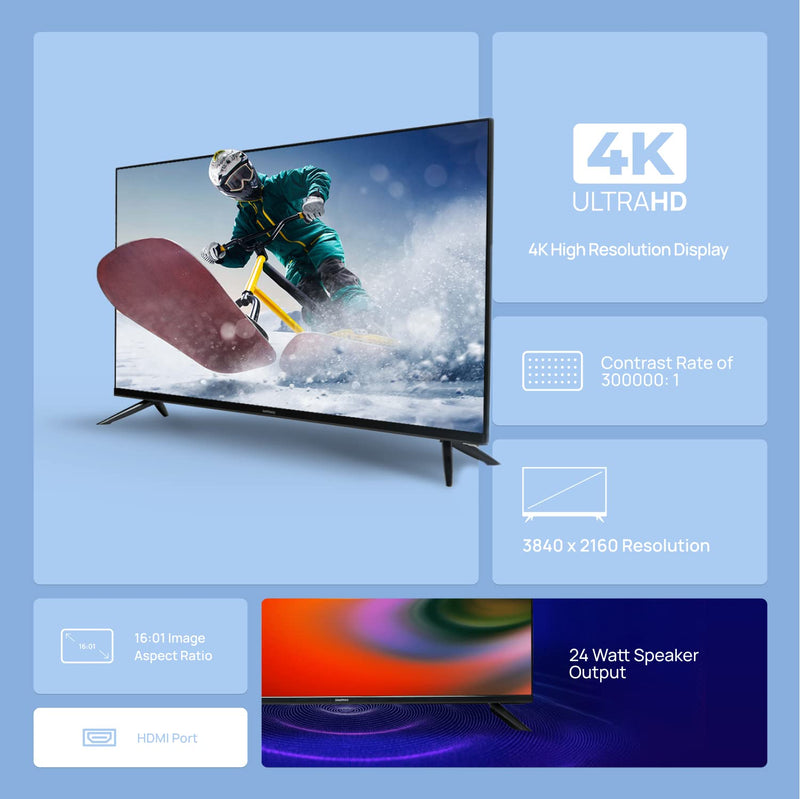 Samtonic 130 cm (50 inches) I 4K Smart Android LED TV | Powerful Audio Box Speakers | HDMI & USB Ports (Black, 2023 Model)