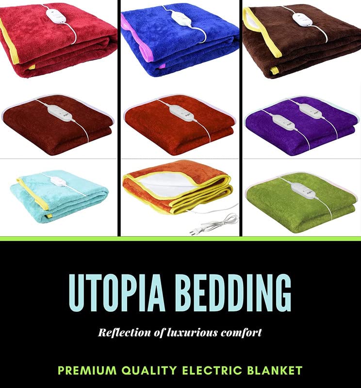 Utopia Bedding Heated Blanket Electric Throw - Soft Electric Blanket for Couch,Solid Polyester Double Electric Blanket, Sherpa Heating Blanket Throw ( Any Colour ) by Arcova Home (Z02)