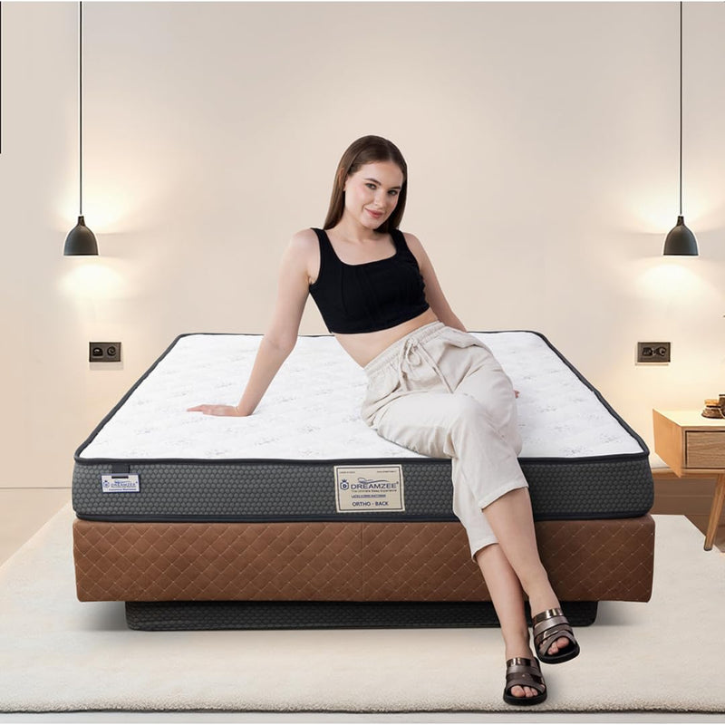 DREAMZEE Ortho-Back™ - Globally Certified 100% Natural Latex + Bonded Foam - Medium Hard Ortho Comfort - Latex Hybrid Mattress (75x48x6 Inches)