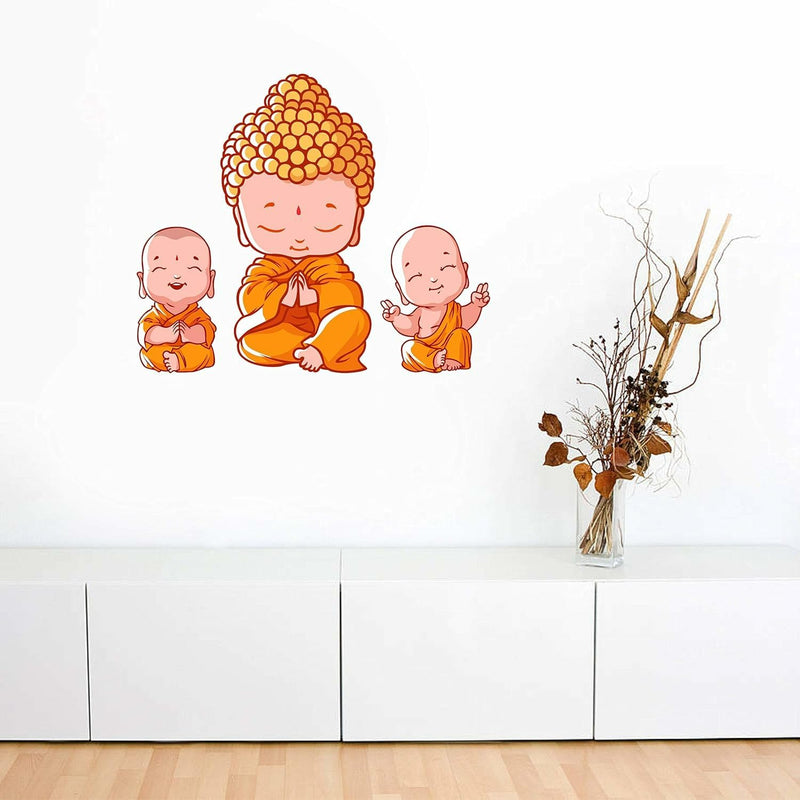 GADGETS WRAP Little Budda Wall Stickers for Living Room, Bedroom, Office (Vinyl, Standard, Multicolour), Religion, Pack of 1