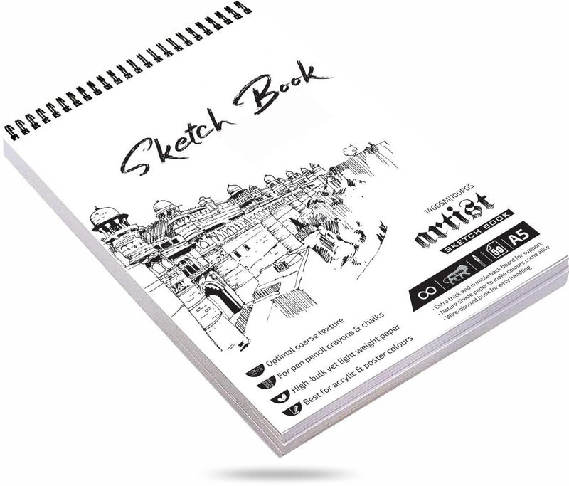 VARIETY CANVAS 50 Sheet A5 Sketchbook Set | Top Spiral-Bound Sketchpad for Artists | Sketching and Drawing Acid Free Paper, for Doodling | Artist Oxfort Sketch Book (White)