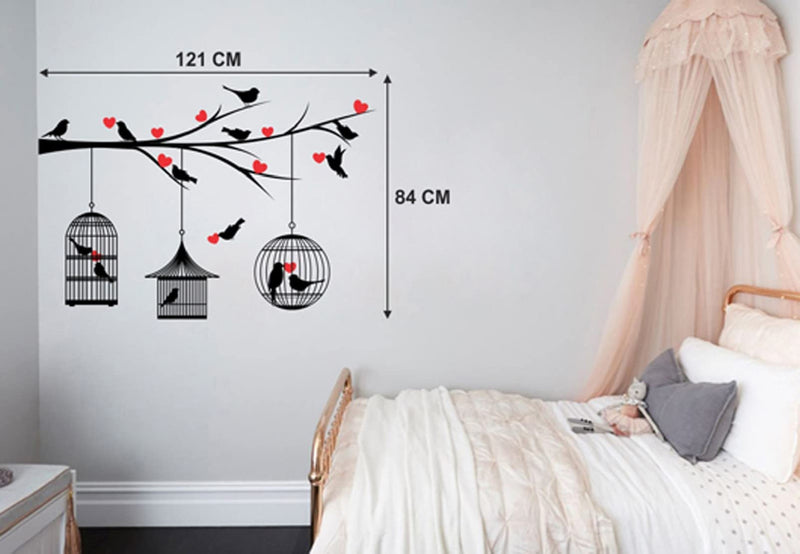 MERICAL Set of 2 Wall Stickers Love Birds with Hearts | Nigerian Lady for Home, Hall, Bedroom, Livingroom & Kitchen