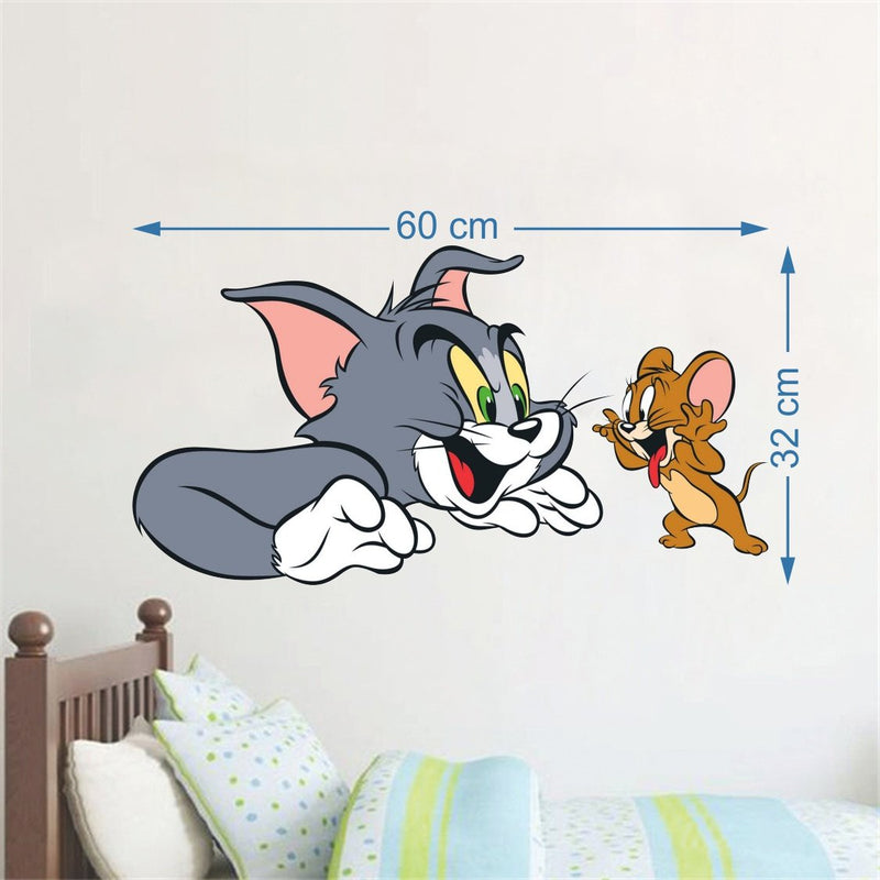 Tom and Jerry Self Adhesive VinylWaterproof Decorative Wall Stickers for Hall, Bedroom, Kitchen and Furniture