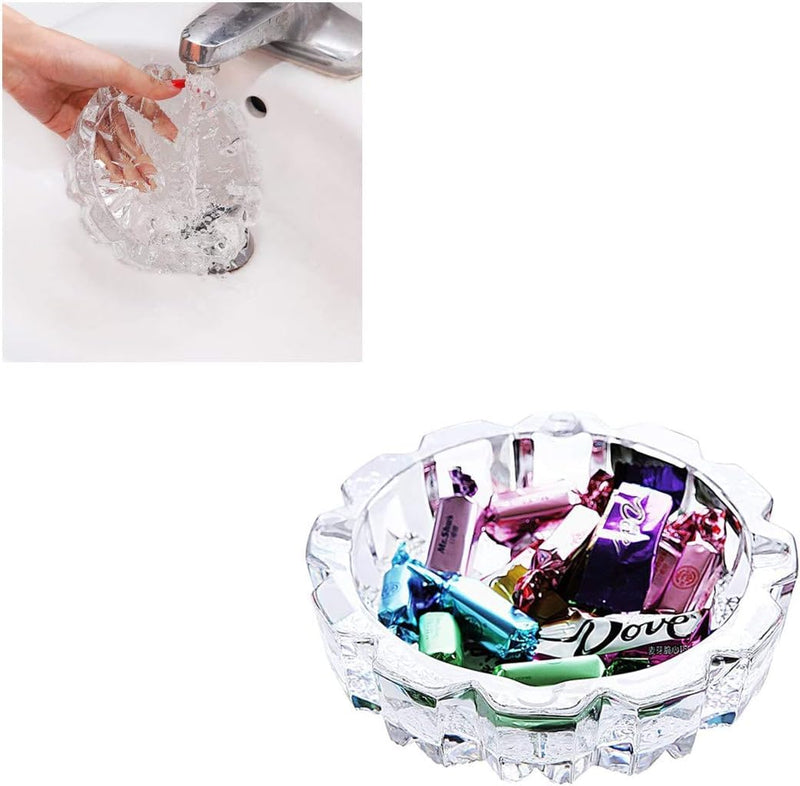 Ashritha (Round) - Deli Green Apple Crystal Heavy Glass Ashtray for Indoor and Outdoor Decorative (Round)