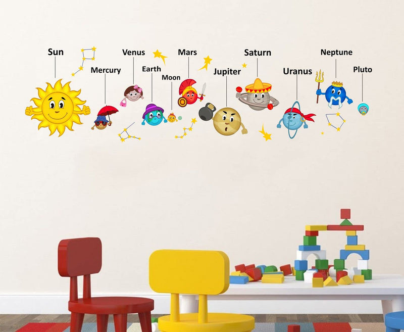 Asmi Collections Solar System Wall Stickers for Kids