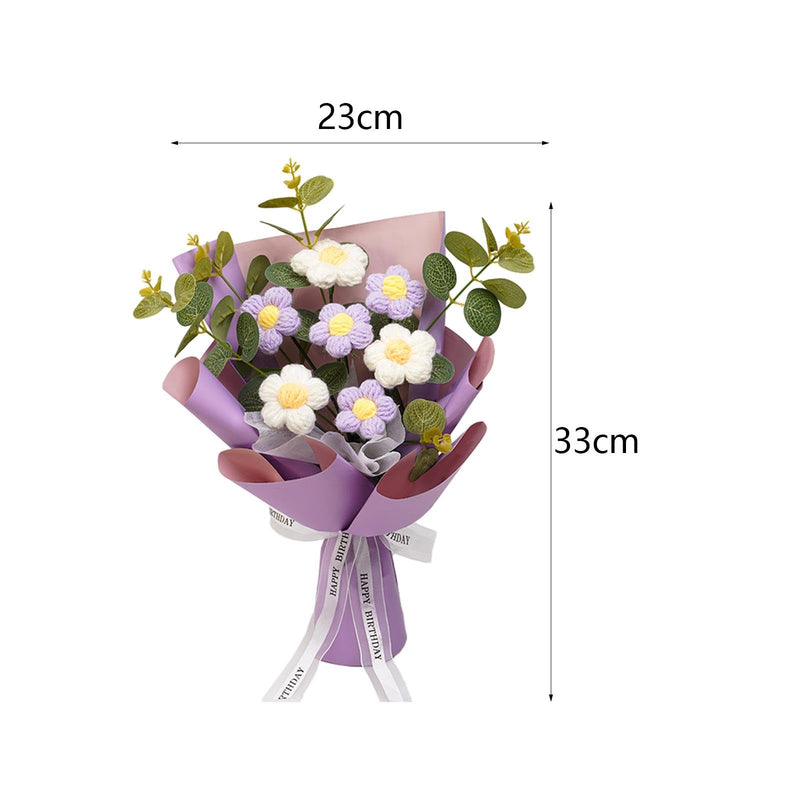 ATORSE® Crochet Flower Bouquet Mother'S Day Decoration For Wedding Thanksgiving Gift Violet