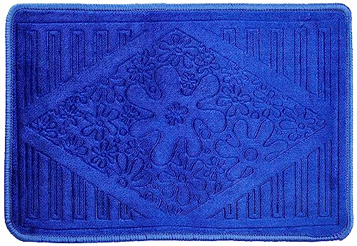 Amazon Brand - Solimo Premium Super Soft Fleece Rectangular Doormat for Home|Room|Office - Blue (38 X 58 Cm)