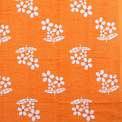 The Trendy Mart Cotton Double Bedsheet Jaipuri/Sanganeri Printed Bedsheets with Pillow Cover,Orange Flower