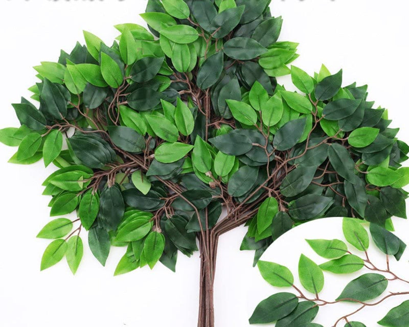 The Decor Affair 12Pcs- Artificial Banyan Leaves Plastic Tree Branches Plant,Maple Leaf and Silk Flowers and Leaves, Plastic Vines Leafs. (Green)