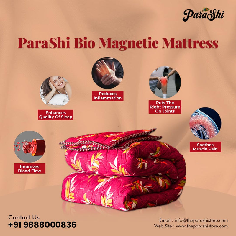 ParaShi® Bio Energy Magnetic Mattress Topper 3 x 6 ft with 1 Pillow Pad | Water Bottle Cover/Bio Magnetic Water Energy Pad | Bio Magnettic Hand Bracelet Combo for Deep Sleep and Pain Relief