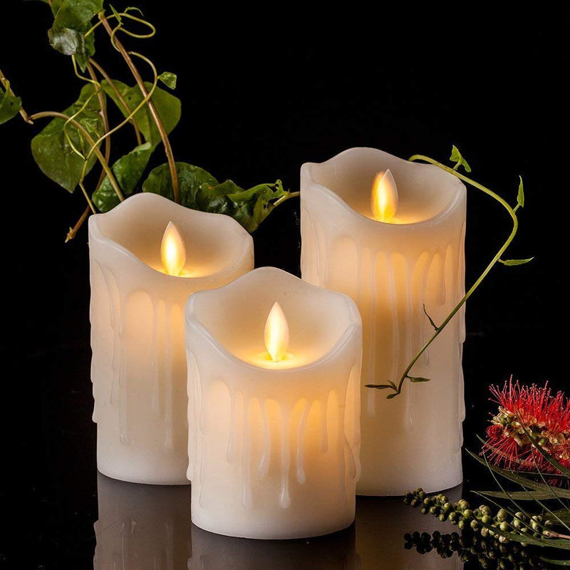 SNOWBIRD® Set of 3 Flameless Acrylic LED Pillar Candle (Yellow)