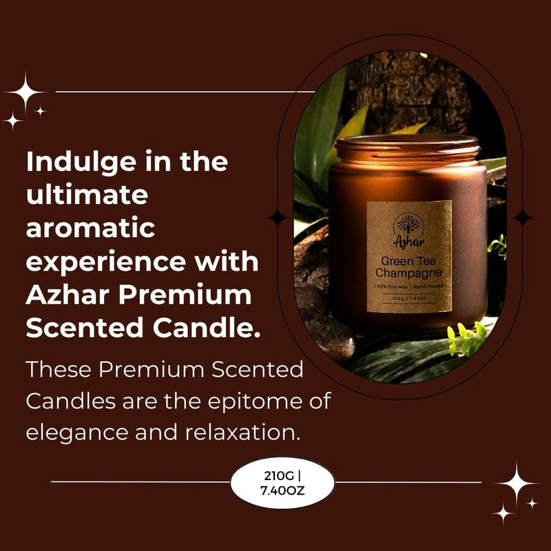 Azhar Scented Candles Pack of 3|Unique Fragrances|Premium Glass Jar|30-35 Hours of Burn Time|Candles for Home Decor, Luxury Gift for All Occasions | 630 gm